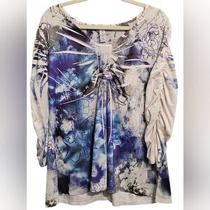 Stylish Women's Blue and White Blouse